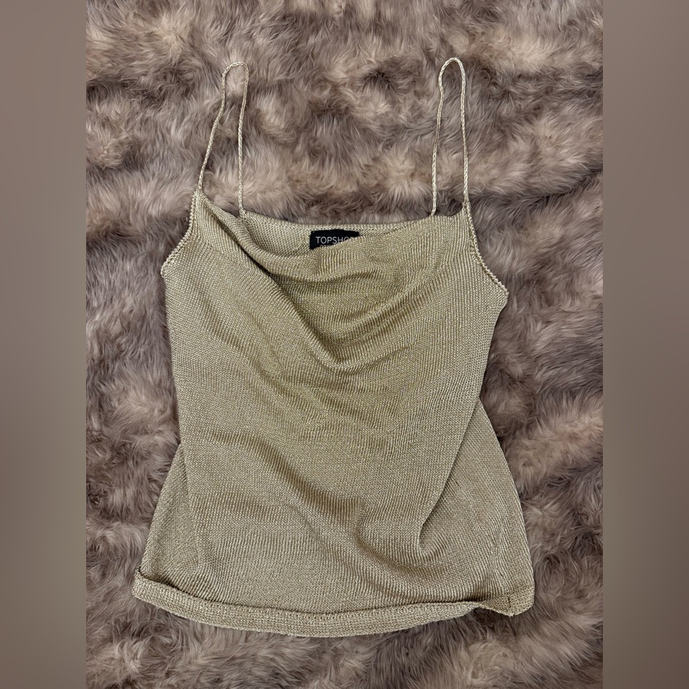 Topshop Gold Glittery Top